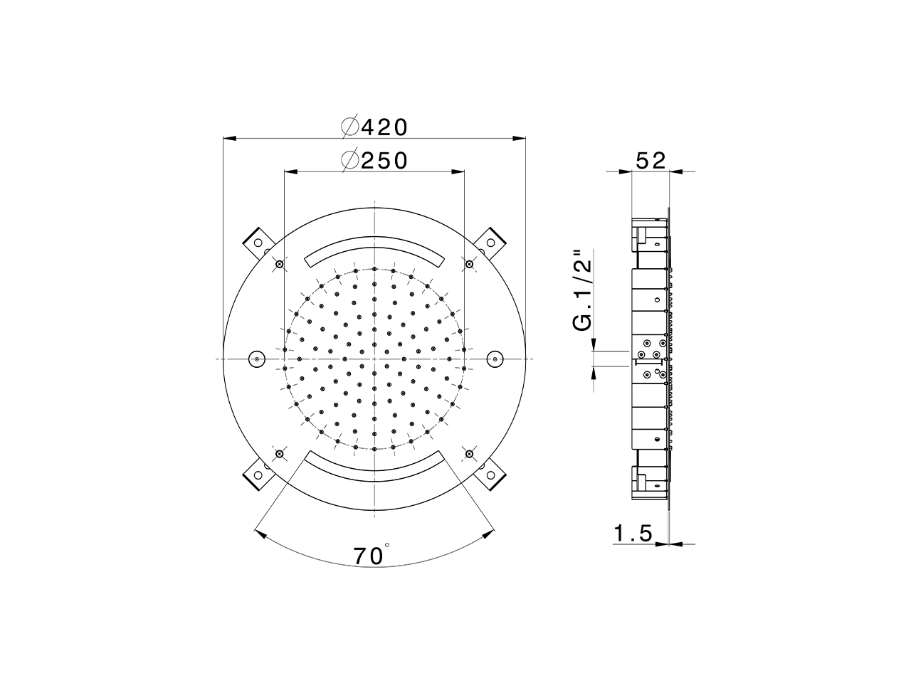 Soffione a soffitto con cromoterapia Ø 420 mm ZEN_ZS1C0025 - v1