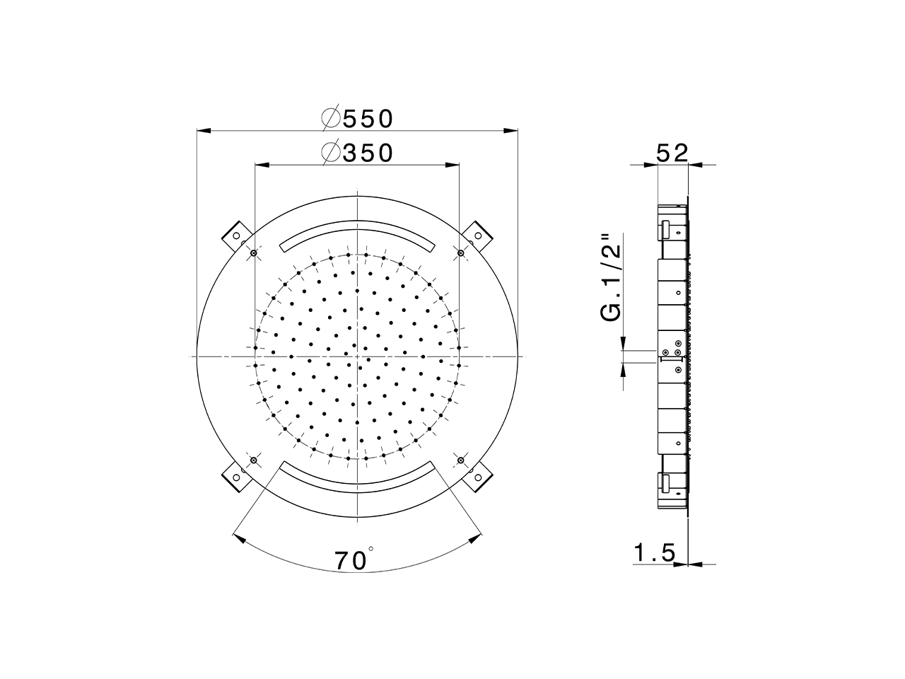 Soffione a soffitto con cromoterapia Ø 550 mm ZEN_ZS1C0030 - v1