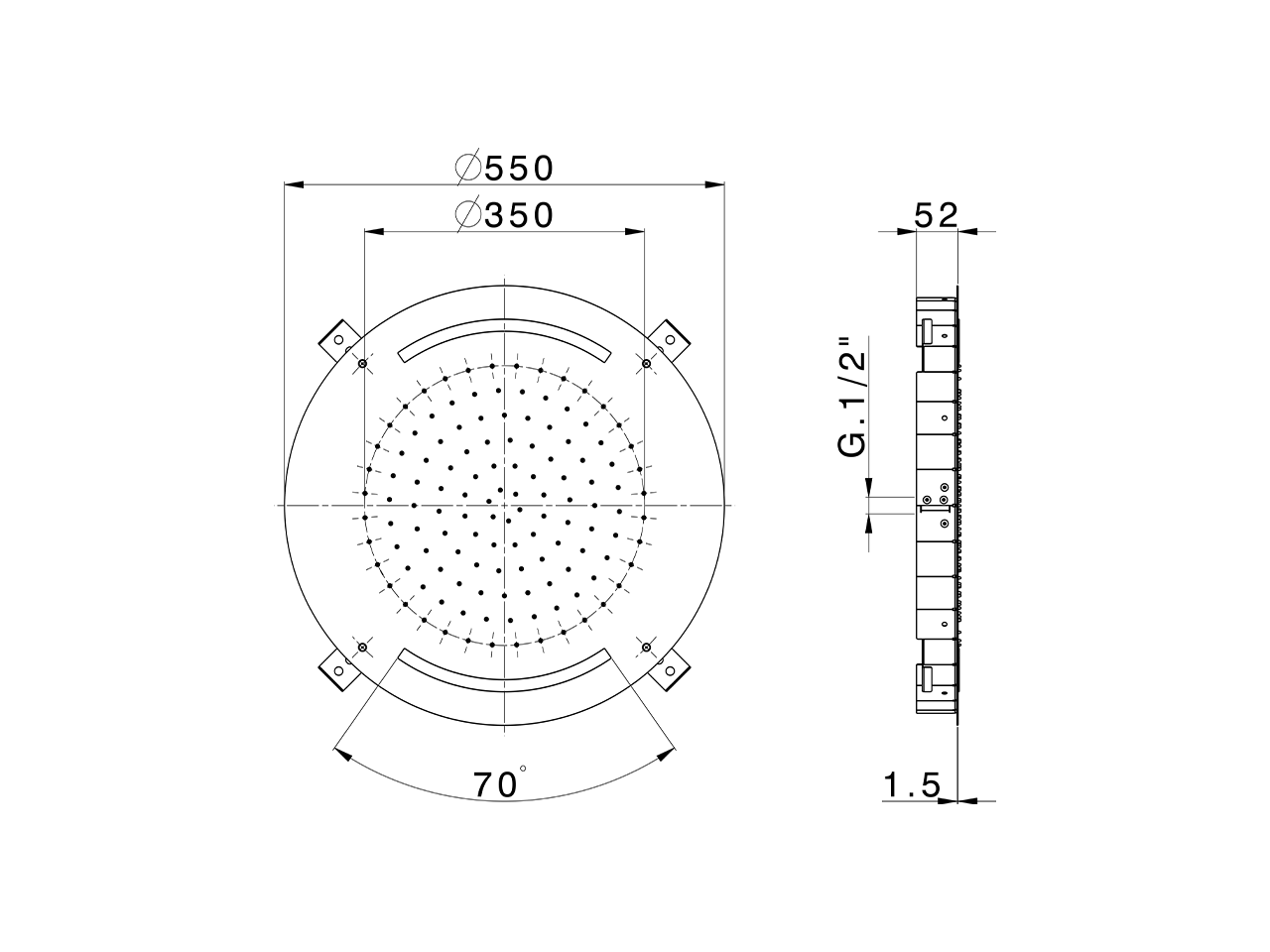 Soffione a soffitto con cromoterapia Ø 550 mm ZEN_ZS1C0035 - v1