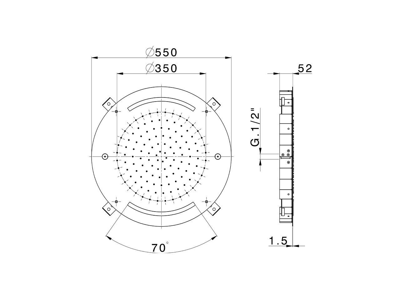 Soffione a soffitto con cromoterapia Ø 550 mm ZEN_ZS1C0040 - v1