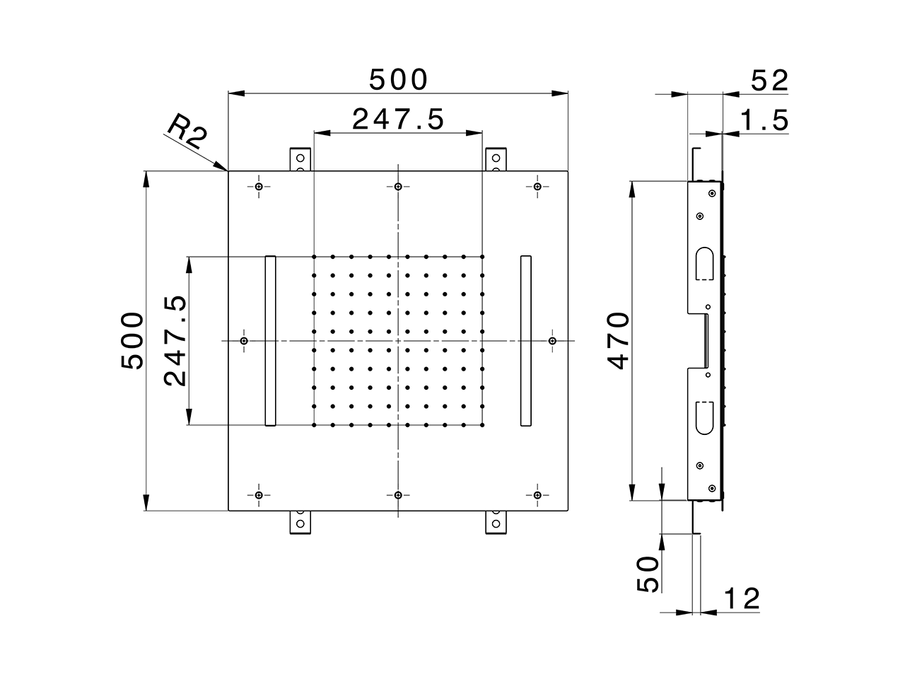 Soffione a soffitto con cromoterapia 500x500 mm ZEN_ZS1C0070 - v1