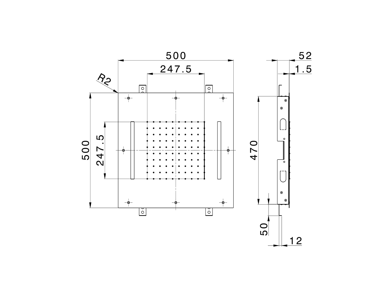 Soffione a soffitto con cromoterapia 500x500 mm ZEN_ZS1C0075 - v1