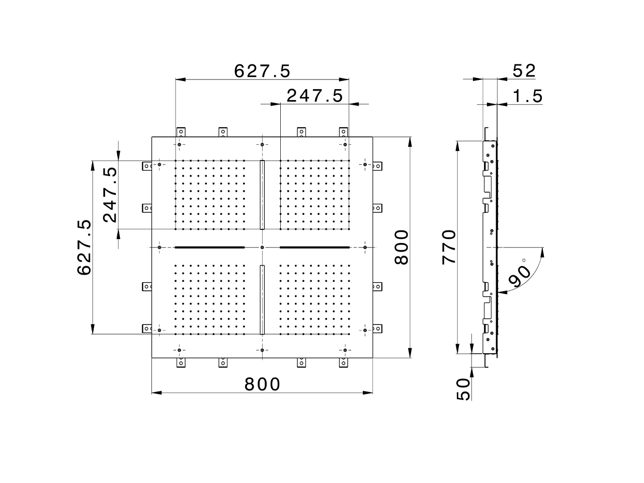 Soffione a soffitto con cromoterapia 800x800 mm ZEN_ZS1C0105 - v1