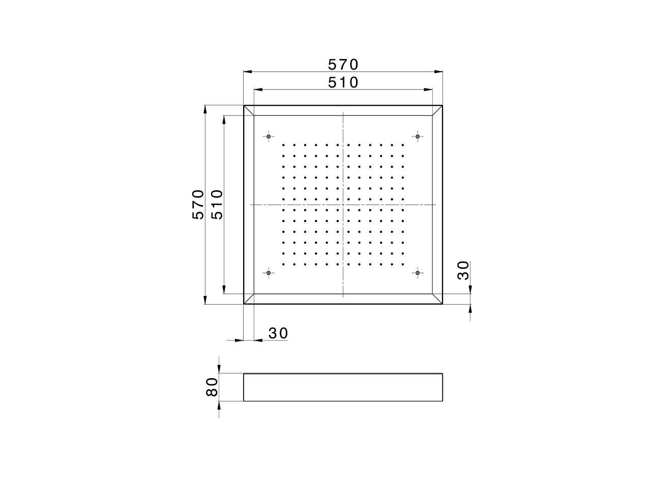 Soffione a soffitto con cromoterapia 570x570 mm ZEN_ZS1C0130 - v1